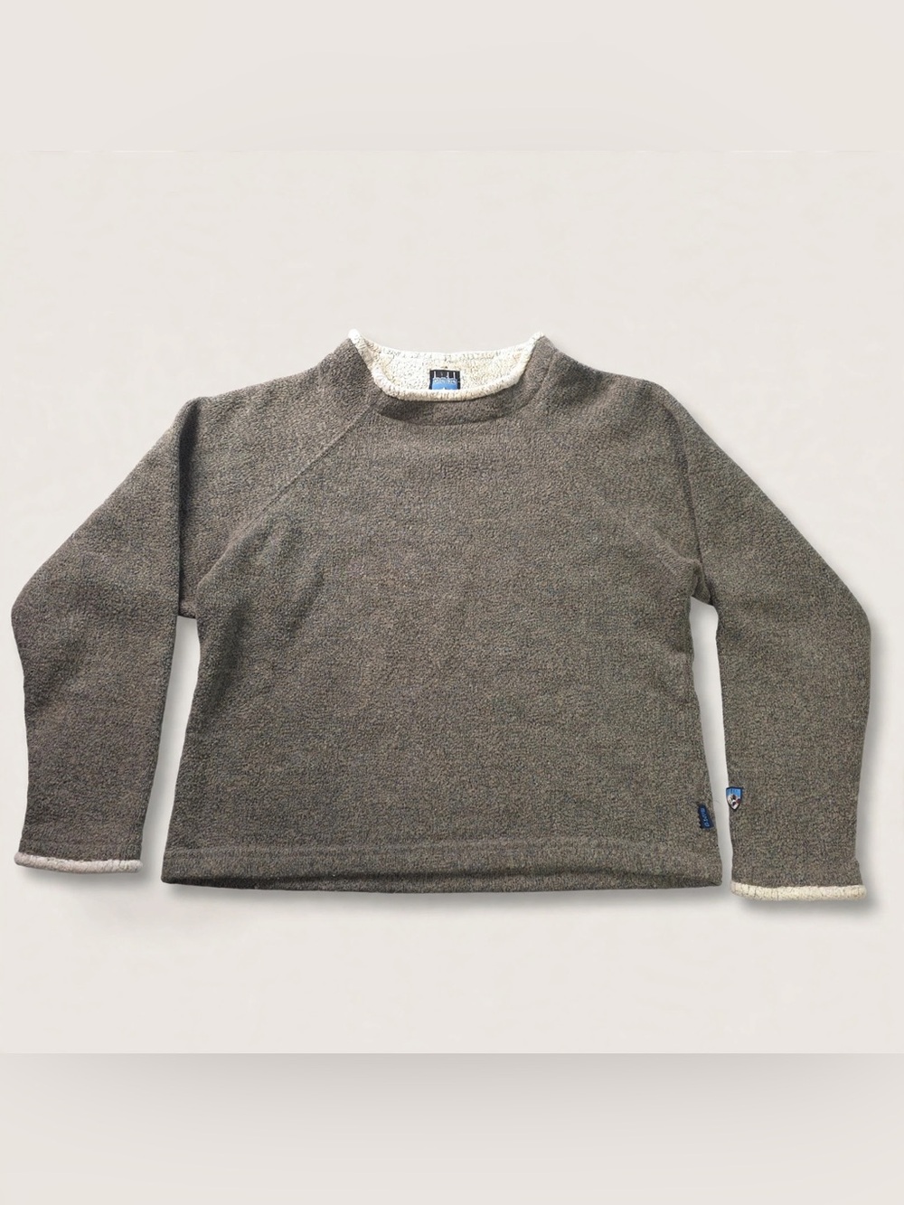 Kuhl Alfpaca Fleece Pullover Kids XL Gray Brown Sherpa Lined Crewneck
